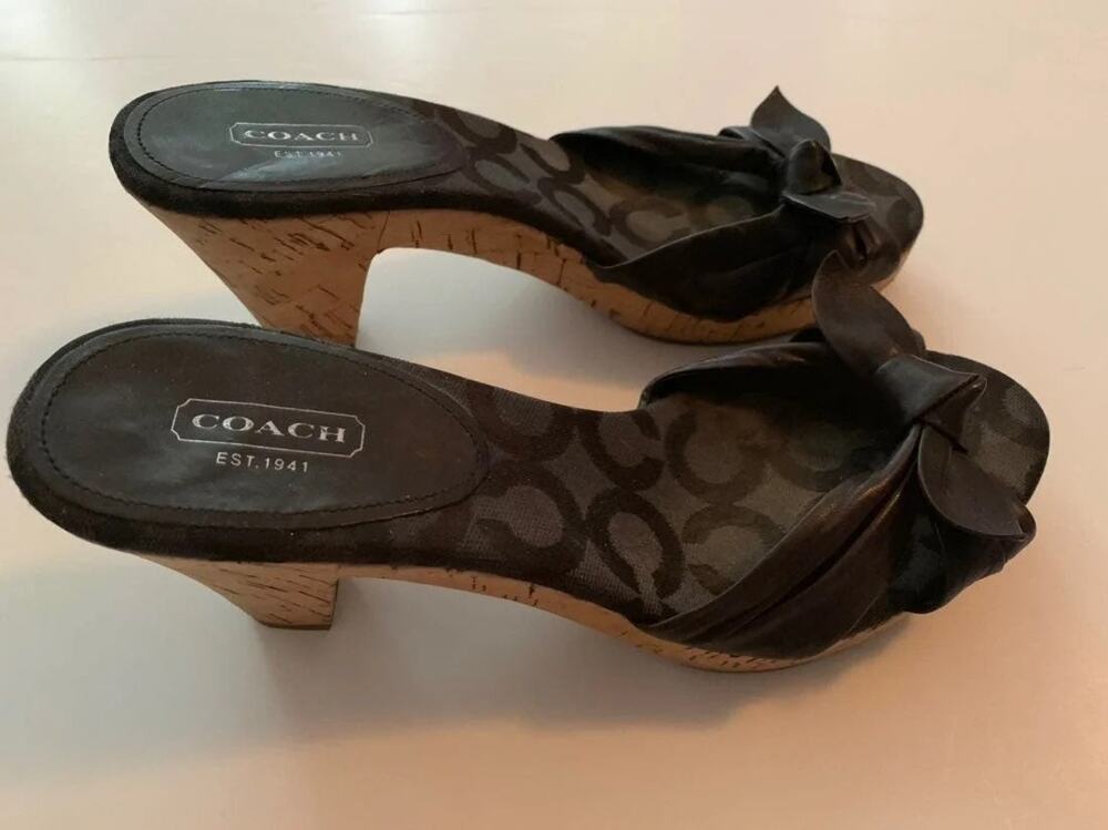 Women's Coach Karen Leather Cork Heel Brown Size 9B
